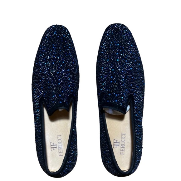 Ferucci Men’s Formal Footwear Blue Crystal Encrusted Hard Bottom Dress Shoes main image 6
